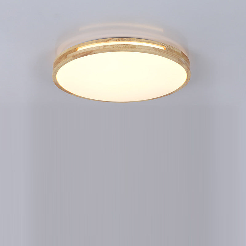 Plafonnier LED rond en bois et fer minimaliste moderne pour salon 