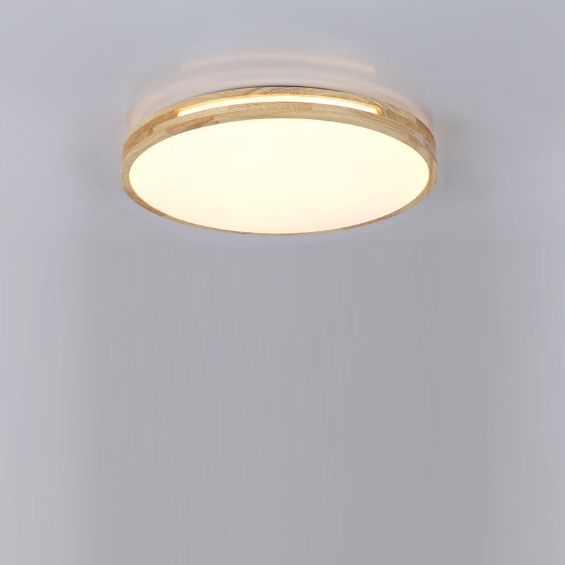 Plafonnier LED rond en bois et fer minimaliste moderne pour salon 