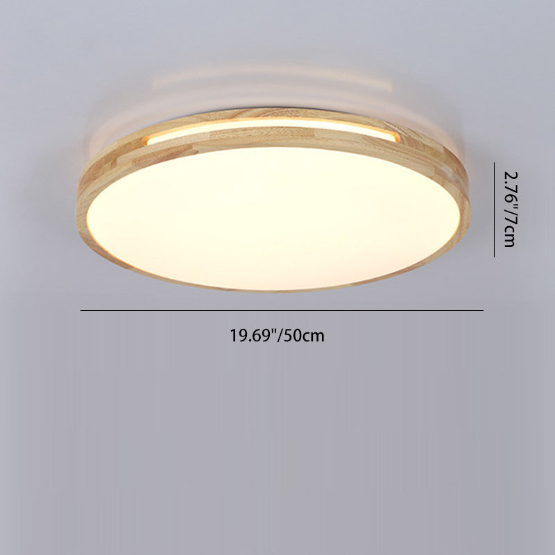 Plafonnier LED rond en bois et fer minimaliste moderne pour salon 