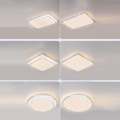 Contemporary Simplicity Iron Acrylic Round Square Rectangular Double Ring LED Spotlight Flush Mount Ceiling Light For Living Room