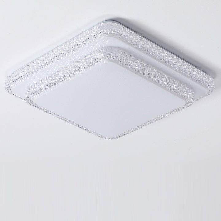 Contemporary Simplicity Iron Acrylic Round Square Rectangular Double Ring LED Spotlight Flush Mount Ceiling Light For Living Room