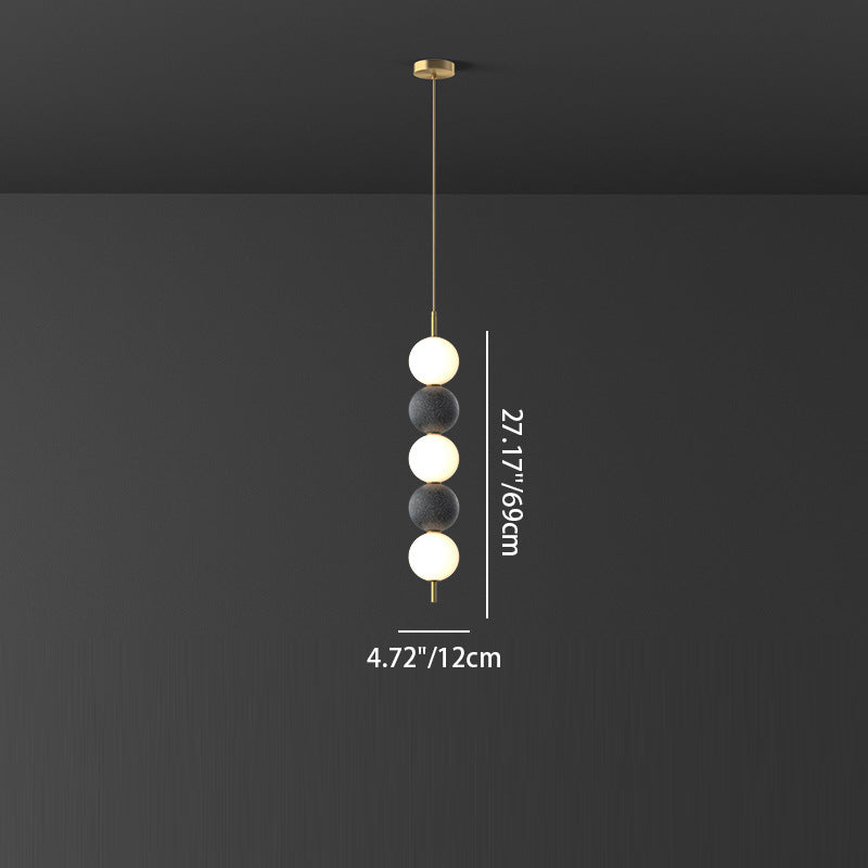 Moderne minimalistische vertikale String-Kugel Messing Acryl LED Pendelleuchte für das Schlafzimmer 