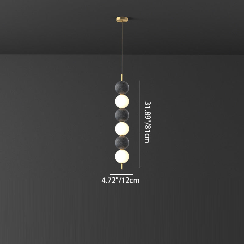 Moderne minimalistische vertikale String-Kugel Messing Acryl LED Pendelleuchte für das Schlafzimmer 