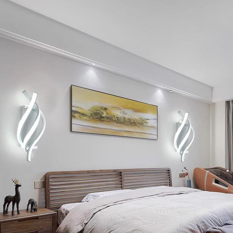 Applique Murale LED en Spirale Nordique Contemporaine en Fer et Silicone pour Chambre 