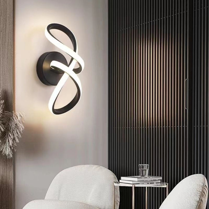 Zeitgenössische kreative Aluminium-Silikon-Bogenform LED-Wandleuchte für das Wohnzimmer 