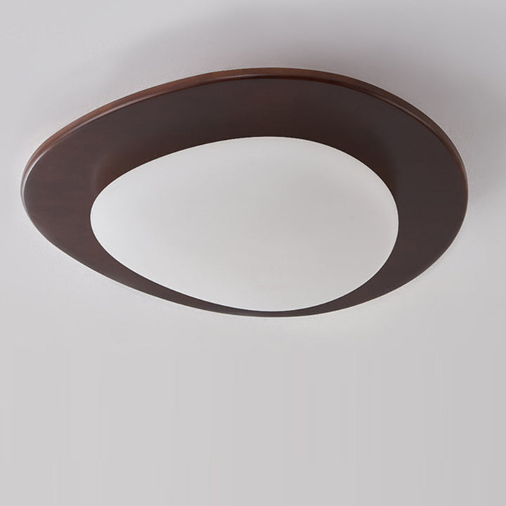 Zeitgenössische Retro-Kieselsteinform Holz PE LED Deckenleuchte für das Wohnzimmer 