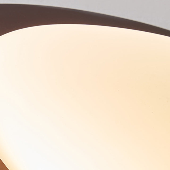 Zeitgenössische Retro-Kieselsteinform Holz PE LED Deckenleuchte für das Wohnzimmer 