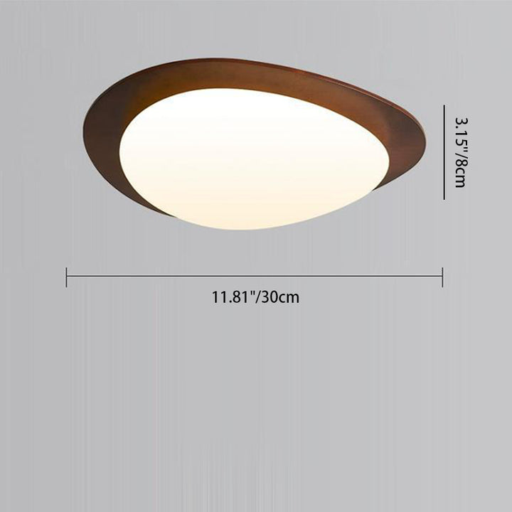 Zeitgenössische Retro-Kieselsteinform Holz PE LED Deckenleuchte für das Wohnzimmer 