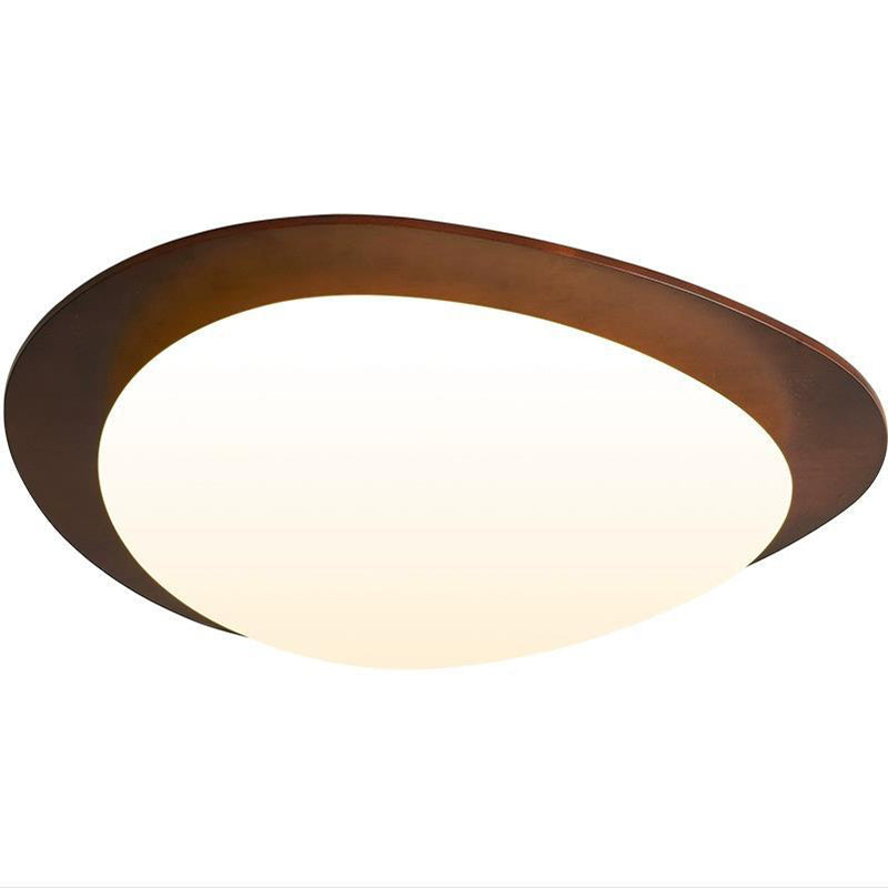 Zeitgenössische Retro-Kieselsteinform Holz PE LED Deckenleuchte für das Wohnzimmer 