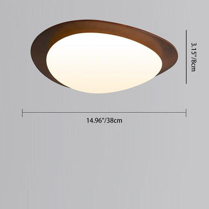 Zeitgenössische Retro-Kieselsteinform Holz PE LED Deckenleuchte für das Wohnzimmer 