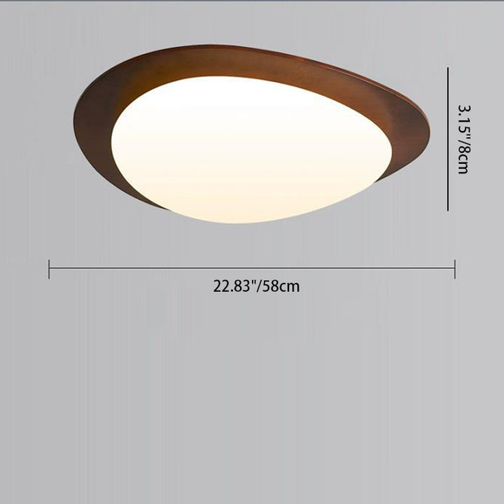 Zeitgenössische Retro-Kieselsteinform Holz PE LED Deckenleuchte für das Wohnzimmer 