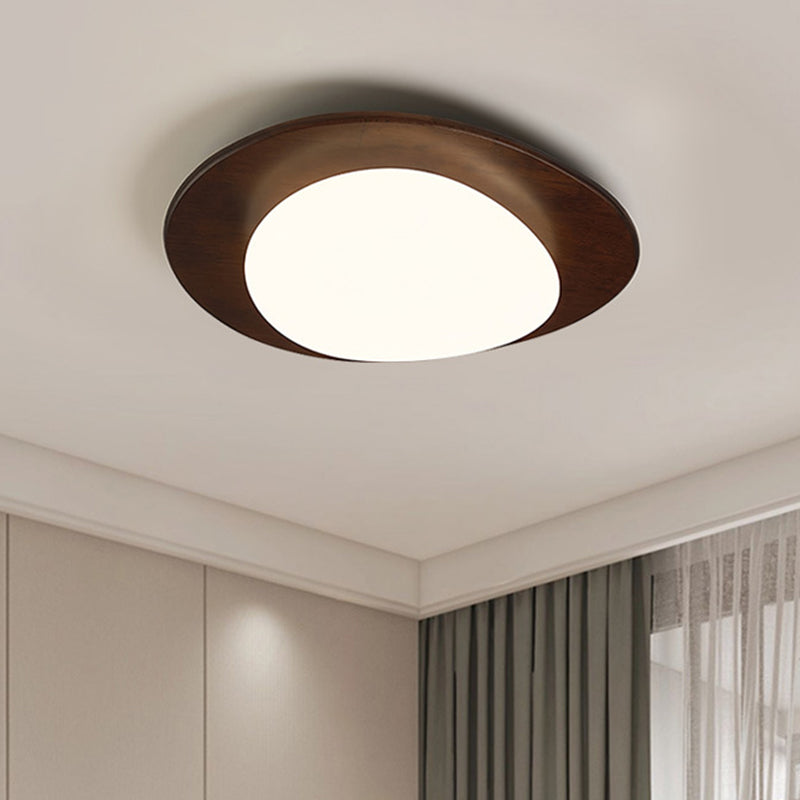 Zeitgenössische Retro-Kieselsteinform Holz PE LED Deckenleuchte für das Wohnzimmer 