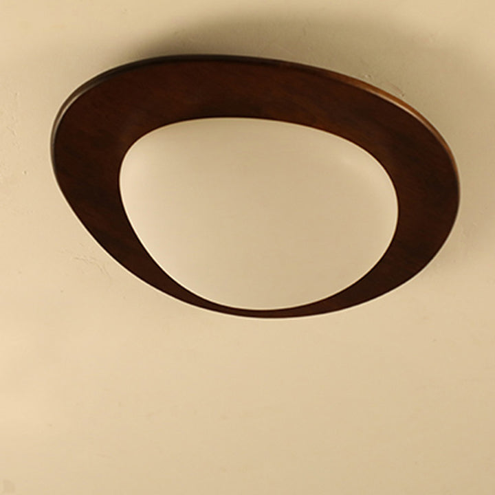 Zeitgenössische Retro-Kieselsteinform Holz PE LED Deckenleuchte für das Wohnzimmer 