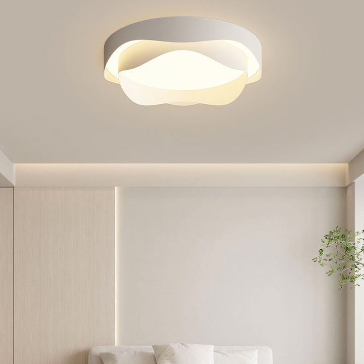 Modern Simplicity Cream Flower Shape Iron Acrylic LED Flush Mount Ceiling Light For Bedroom