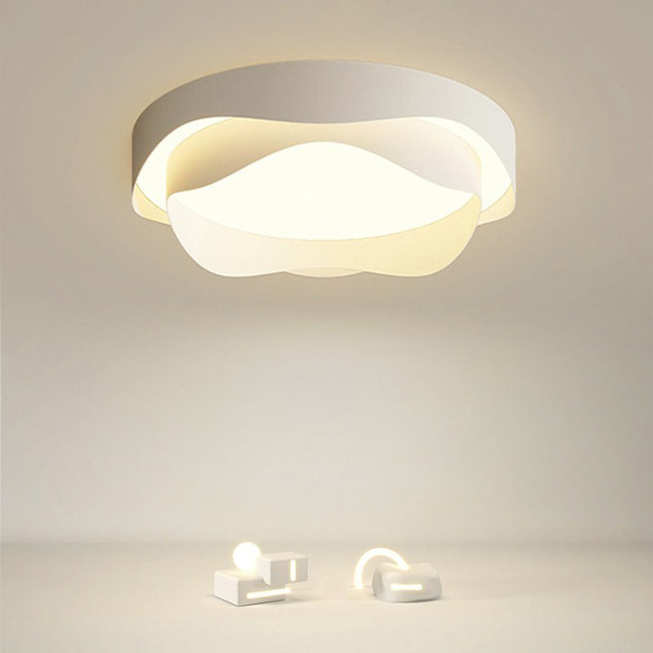Modern Simplicity Cream Flower Shape Iron Acrylic LED Flush Mount Ceiling Light For Bedroom