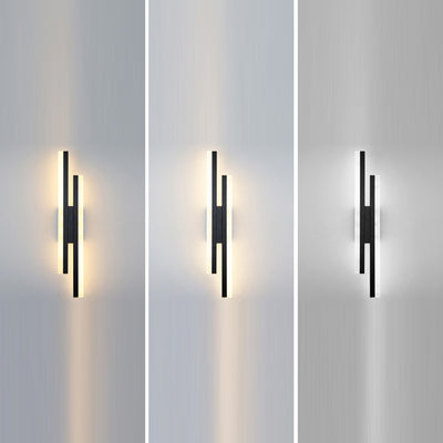 Contemporary Nordic Iron Aluminum Acrylic Asymmetrical Double Line LED Wall Sconce Lamp For Living Room