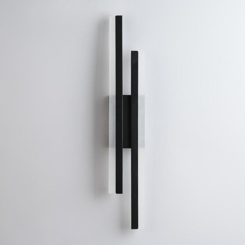 Contemporary Nordic Iron Aluminum Acrylic Asymmetrical Double Line LED Wall Sconce Lamp For Living Room