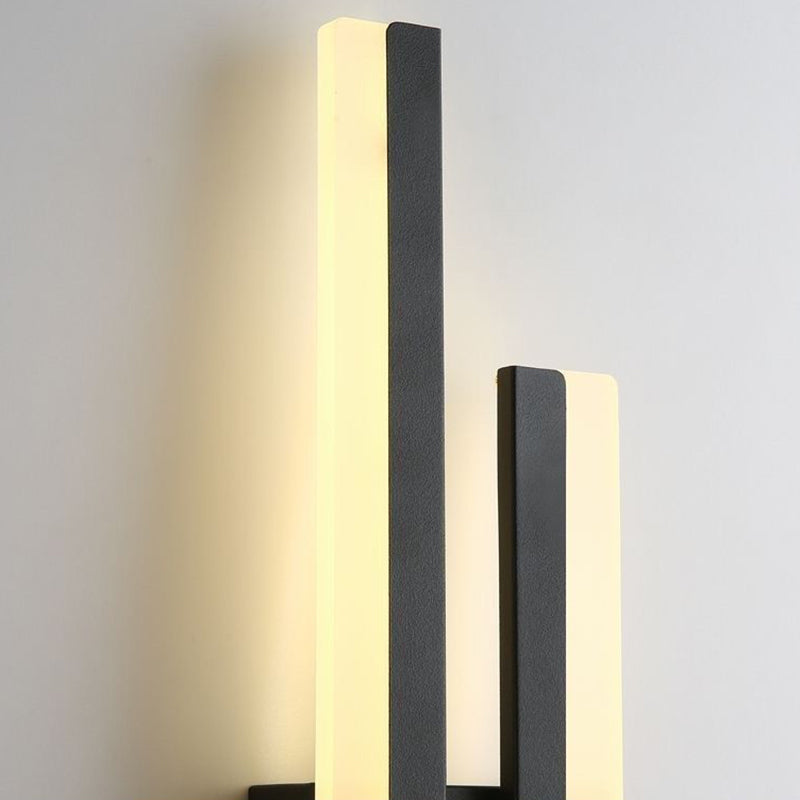 Contemporary Nordic Iron Aluminum Acrylic Asymmetrical Double Line LED Wall Sconce Lamp For Living Room