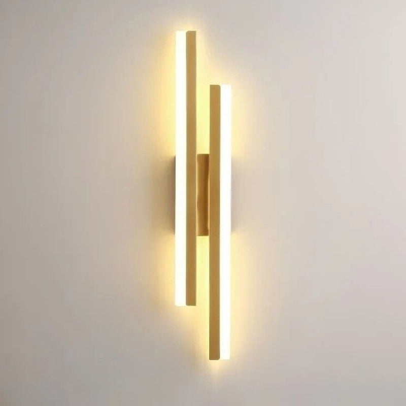 Contemporary Nordic Iron Aluminum Acrylic Asymmetrical Double Line LED Wall Sconce Lamp For Living Room