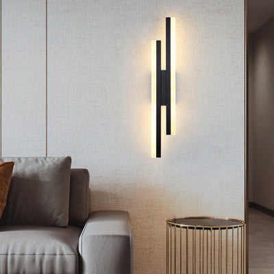 Contemporary Nordic Iron Aluminum Acrylic Asymmetrical Double Line LED Wall Sconce Lamp For Living Room