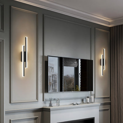 Contemporary Nordic Iron Aluminum Acrylic Asymmetrical Double Line LED Wall Sconce Lamp For Living Room
