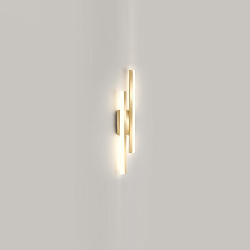 Contemporary Nordic Iron Aluminum Acrylic Asymmetrical Double Line LED Wall Sconce Lamp For Living Room