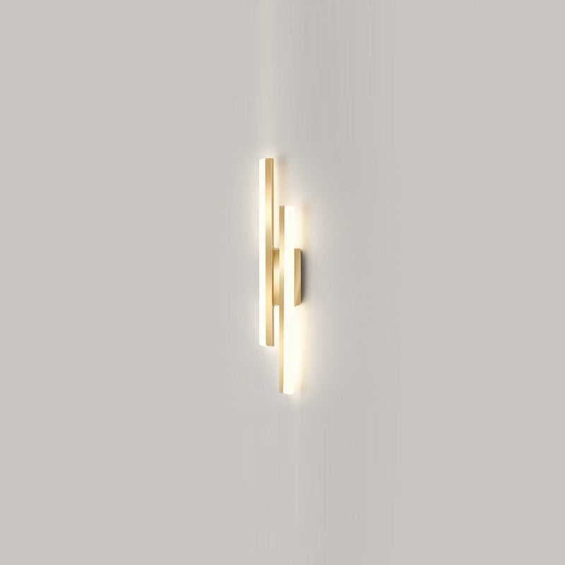 Contemporary Nordic Iron Aluminum Acrylic Asymmetrical Double Line LED Wall Sconce Lamp For Living Room