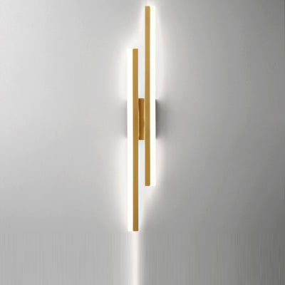Contemporary Nordic Iron Aluminum Acrylic Asymmetrical Double Line LED Wall Sconce Lamp For Living Room