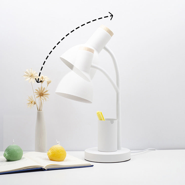 Moderner minimalistischer Eisen-Holz-verstellbarer Winkel-Stifthalter 1-Licht-Tischlampe für das Studium 