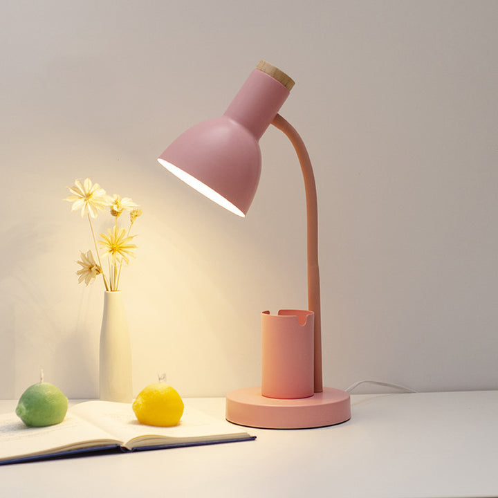Moderner minimalistischer Eisen-Holz-verstellbarer Winkel-Stifthalter 1-Licht-Tischlampe für das Studium 