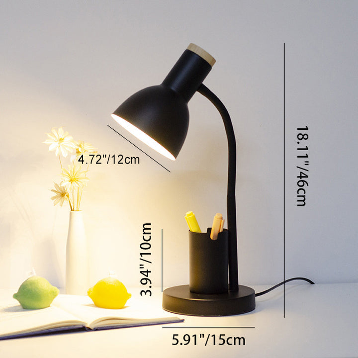 Moderner minimalistischer Eisen-Holz-verstellbarer Winkel-Stifthalter 1-Licht-Tischlampe für das Studium 