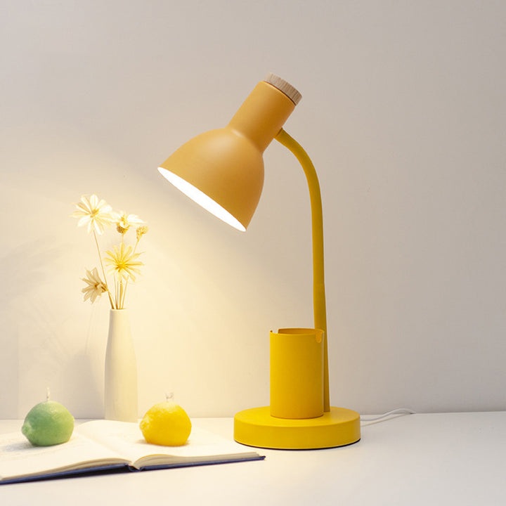 Moderner minimalistischer Eisen-Holz-verstellbarer Winkel-Stifthalter 1-Licht-Tischlampe für das Studium 