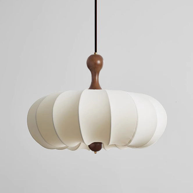 Tela retro contemporánea imitación seda madera forma de calabaza lámpara colgante de 3/5 luces para sala de estar 