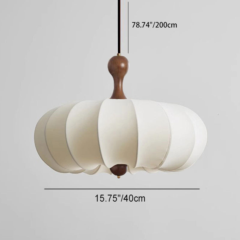 Tela retro contemporánea imitación seda madera forma de calabaza lámpara colgante de 3/5 luces para sala de estar 