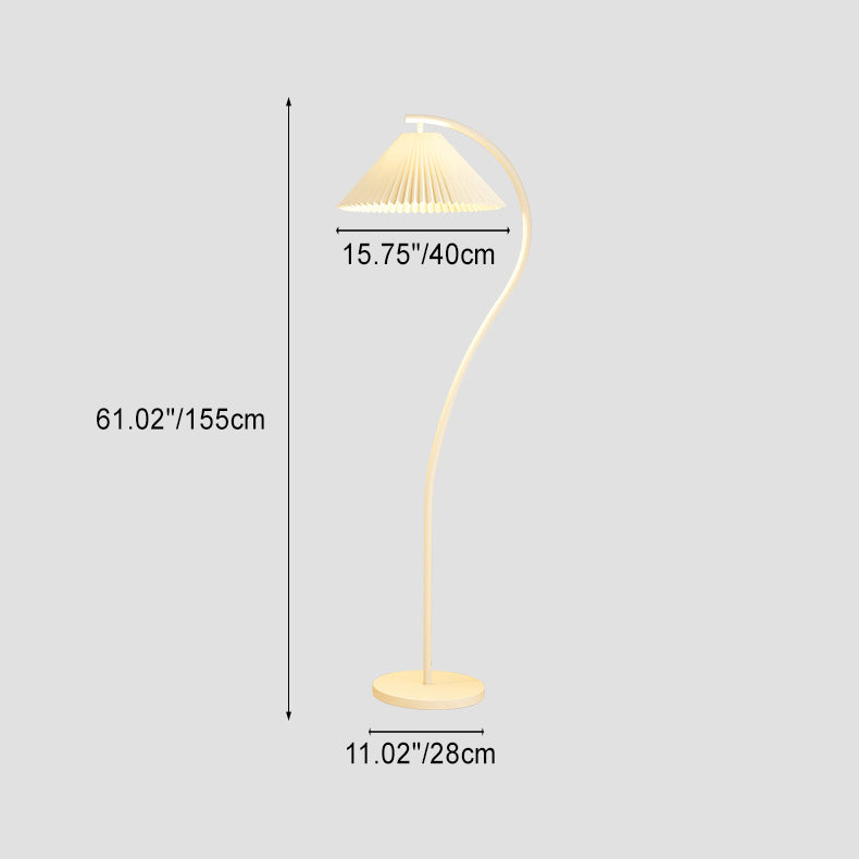 Lampe de sol moderne minimaliste en tissu plissé avec fer 1 lumière pour salon 