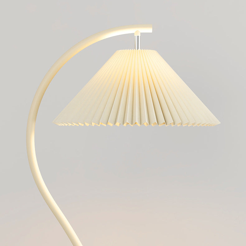 Lampe de sol moderne minimaliste en tissu plissé avec fer 1 lumière pour salon 