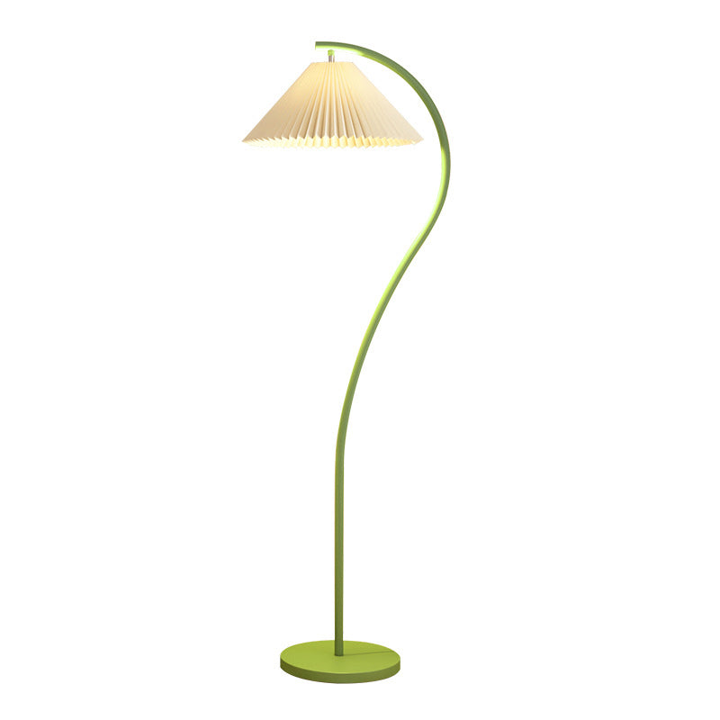 Lampe de sol moderne minimaliste en tissu plissé avec fer 1 lumière pour salon 