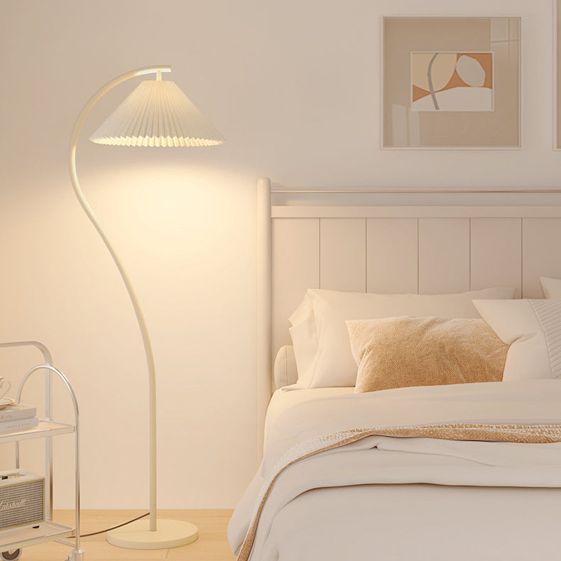 Lampe de sol moderne minimaliste en tissu plissé avec fer 1 lumière pour salon 