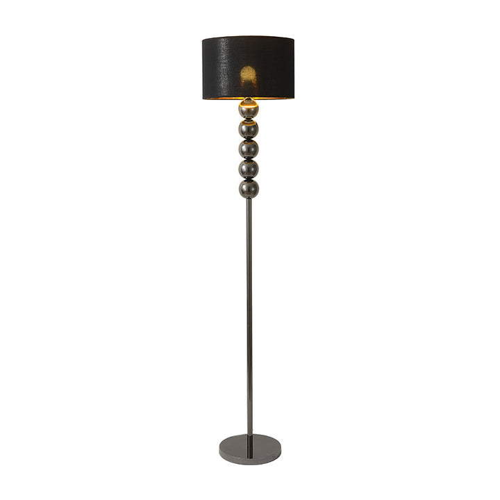 Modern Luxury Drum Shape Beaded Column Iron Fabric 1-Light Standing Floor Lamp For Living Room