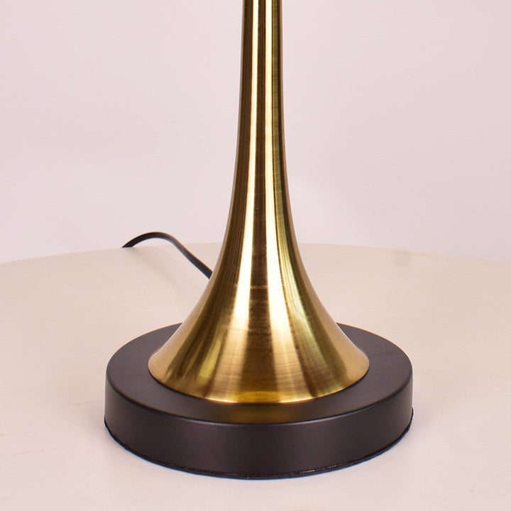 Zeitgenössische Luxus-Doppelschicht-Trommelstoffschirm Eisen 1-Licht-Tischlampe für das Schlafzimmer 