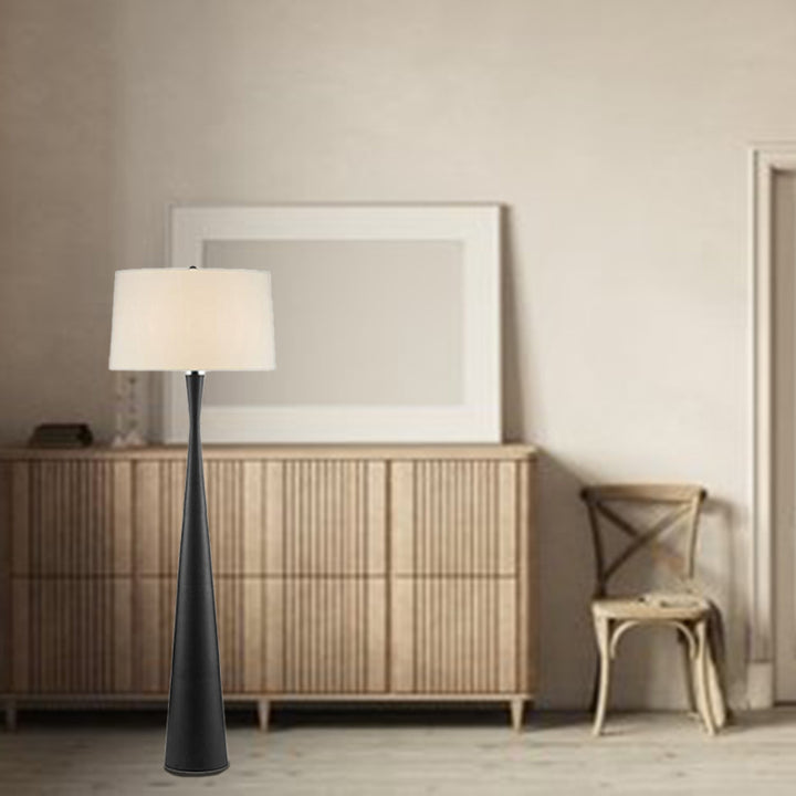 Zeitgenössische nordische Eisenstofftrommelform 1-Licht Stehende Stehlampe für Wohnzimmer 