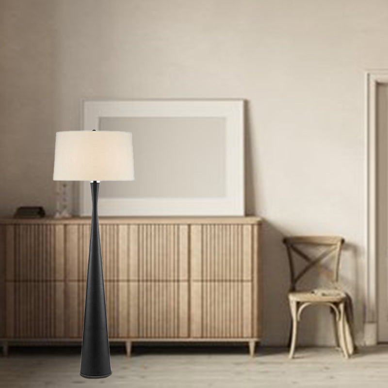 Zeitgenössische nordische Eisenstofftrommelform 1-Licht Stehende Stehlampe für Wohnzimmer 