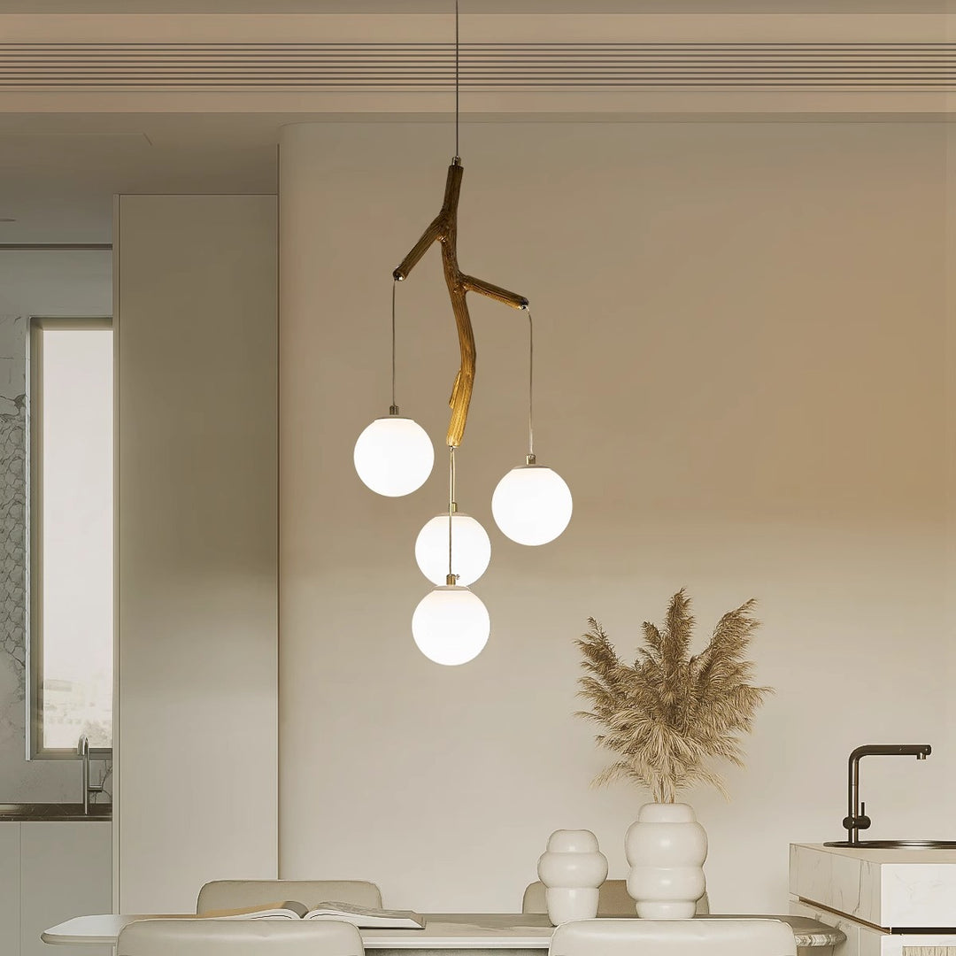Lustre Art Déco Moderne en Fer et Résine avec Branches d&