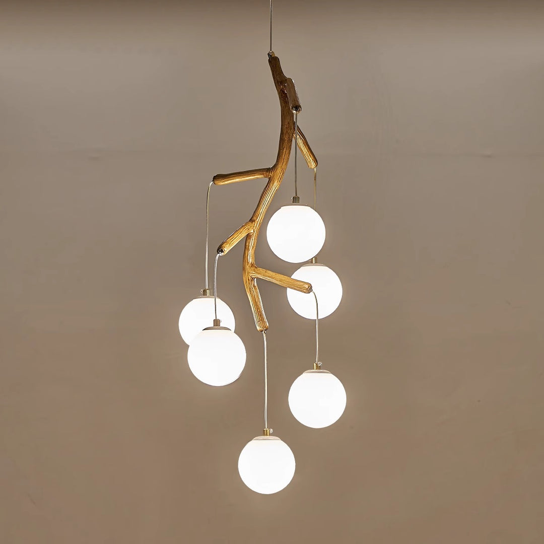 Lustre Art Déco Moderne en Fer et Résine avec Branches d&