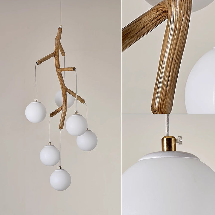 Lustre Art Déco Moderne en Fer et Résine avec Branches d&