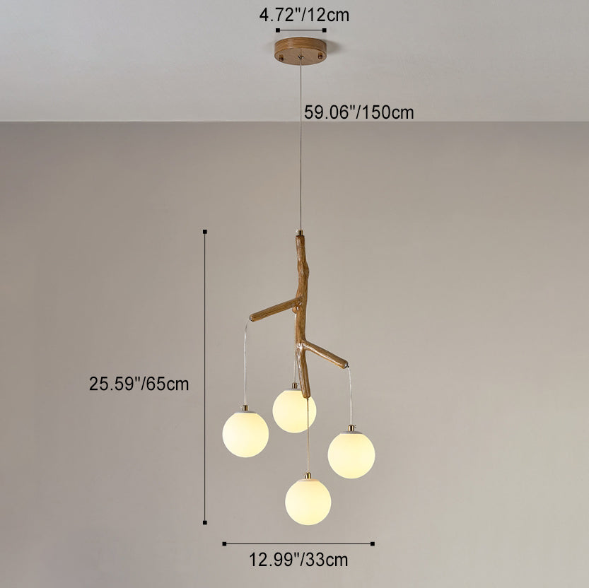 Lustre Art Déco Moderne en Fer et Résine avec Branches d&