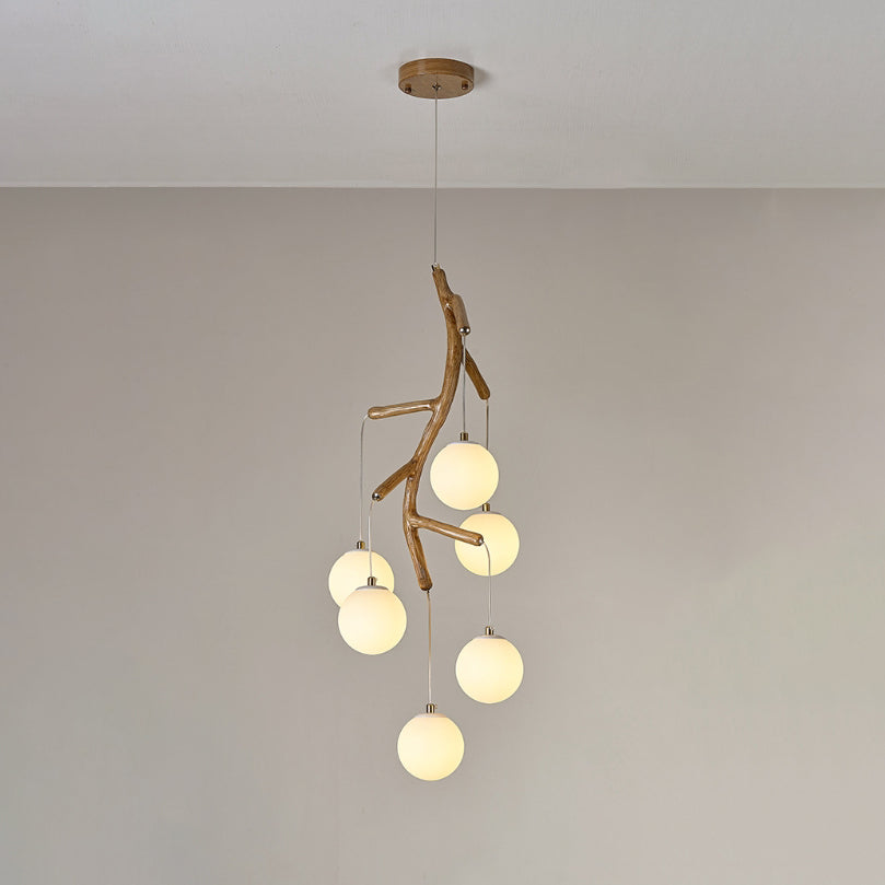 Lustre Art Déco Moderne en Fer et Résine avec Branches d&
