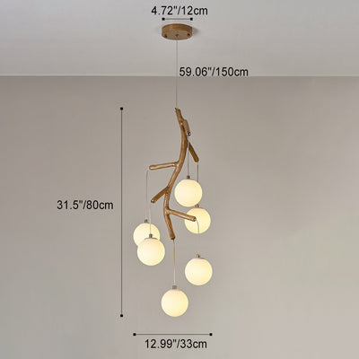 Moderne Art Deco Loft Baumzweig Eisen Harz Acryl 4/6 - Licht Kronleuchter für Esszimmer 