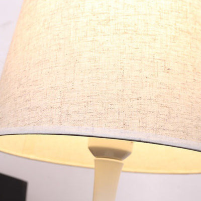 Moderner minimalistischer Tischlampe mit Tropfenbasis, Trommelform, Stoff, Eisen, 1-Licht für Schlafzimmer 