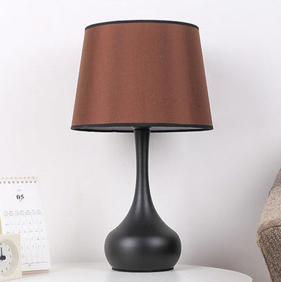 Moderner minimalistischer Tischlampe mit Tropfenbasis, Trommelform, Stoff, Eisen, 1-Licht für Schlafzimmer 